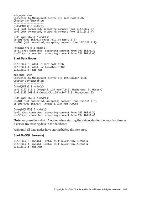 MySQL Cluster Tutorial - cdn.oreillystatic.com