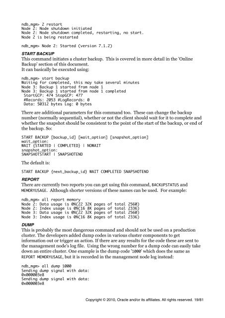 MySQL Cluster Tutorial - cdn.oreillystatic.com