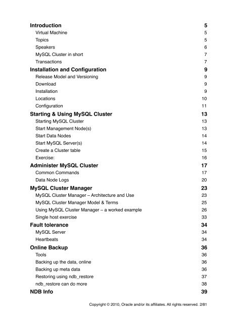 MySQL Cluster Tutorial - cdn.oreillystatic.com