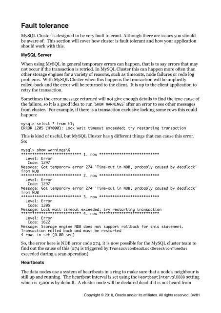 MySQL Cluster Tutorial - cdn.oreillystatic.com