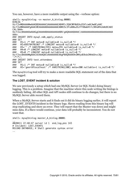 MySQL Cluster Tutorial - cdn.oreillystatic.com