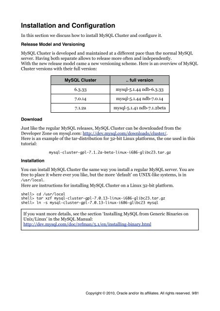 MySQL Cluster Tutorial - cdn.oreillystatic.com