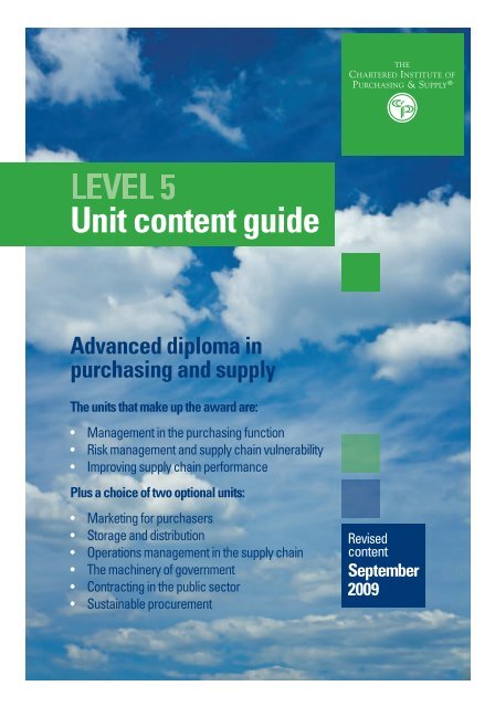 Unit content guide - The Chartered Institute of Purchasing and Supply