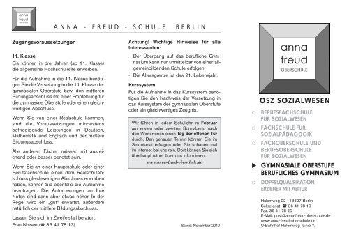 OSZ SOZIALWESEN - Anna-Freud-Oberschule