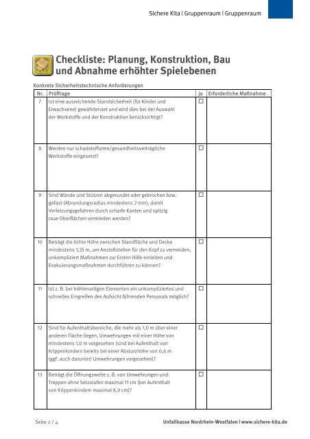 Sichere Kita - Gruppenraum