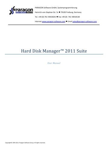 Hard Disk Manager™ 2010 Professional - Download - PARAGON ...