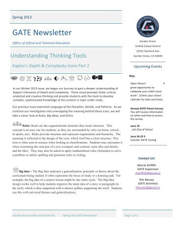 GATE Newsletter - Garden Grove Unified School District
