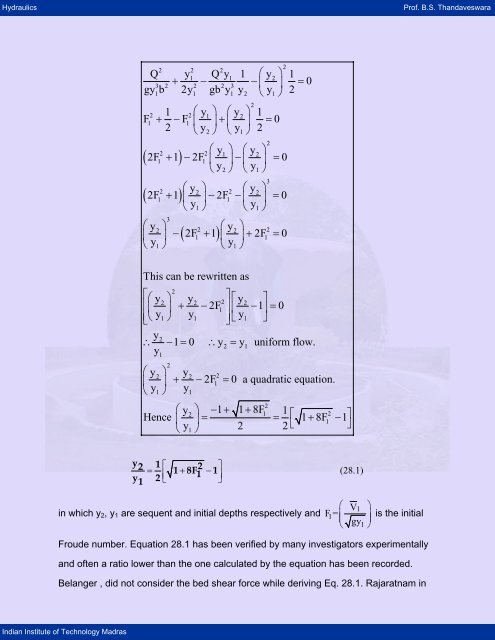 Momentum equation - nptel - Indian Institute of Technology Madras