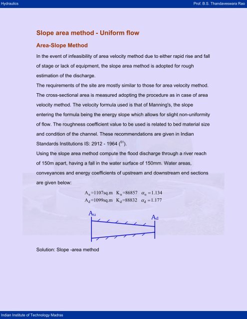 Slope area method - nptel - Indian Institute of Technology Madras