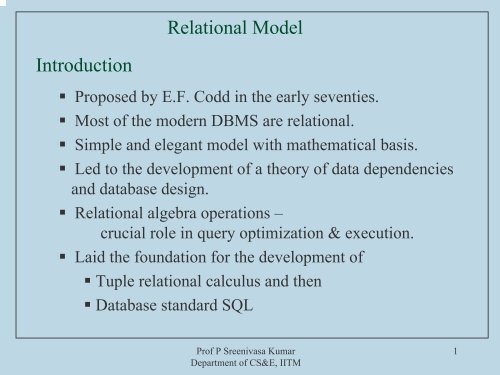 Relational Model Introduction - E-Courses