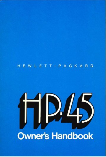 HP-45 Owner's Handbook - Slide Rule Museum