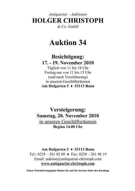 Auktion 34 Besichtigung - Antiquariat Christoph &amp; Co. Gmbh