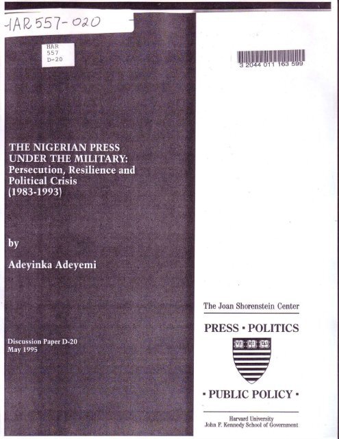 The Nigerian Press Under the Military - Joan Shorenstein Center on ...