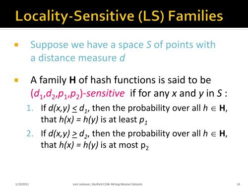 Theory of Locality Sensitive Hashing - SNAP - Stanford University