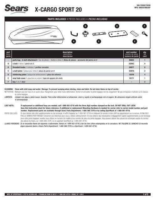 X CARGO SPORT 20 Sears