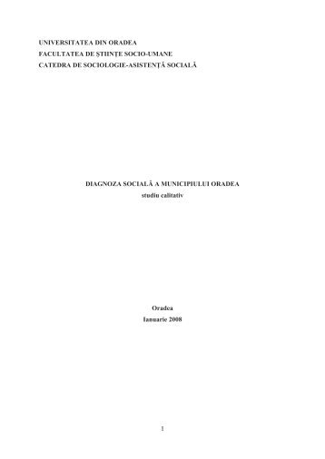 Diagnoza socială a municipiului Oradea. Studiu calitativ