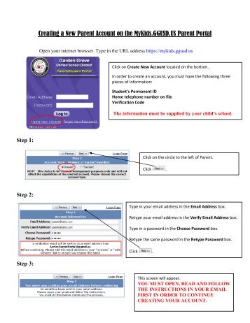 Creating New Parent Account on MyKids