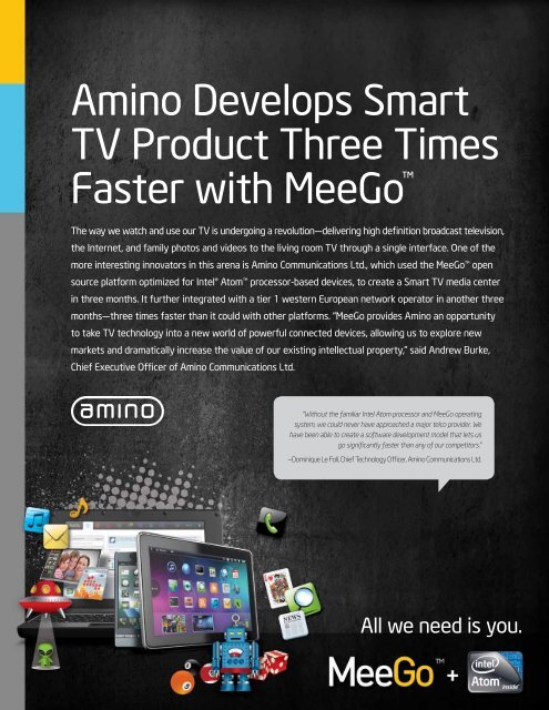 Amino Develops Smart TV Product Three Times Faster with MeeGo™