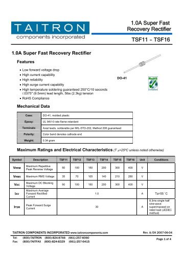 1.0A Super Fast Recovery Rectifier