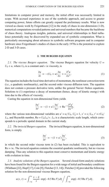 A Preliminary Study of the Burgers Equation with Symbolic ...