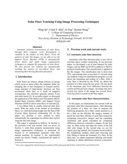 Solar Flare Tracking Using Image Processing Techniques