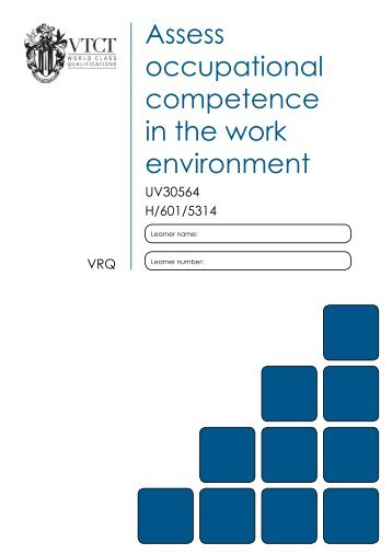 Assess occupational competence in the work environment - VTCT