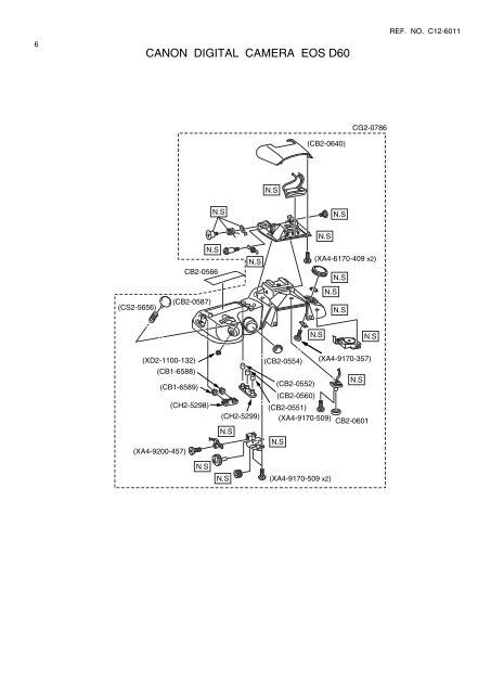 Canon EOS D60 Parts Catalog