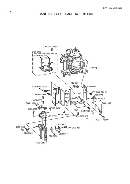 Canon EOS D60 Parts Catalog