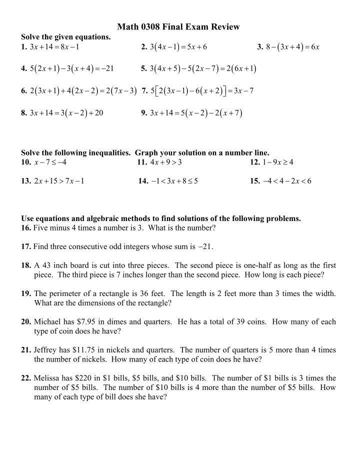 MATH 2400 Final Exam Review