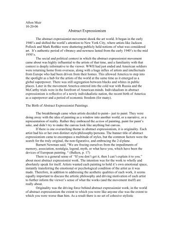 Abstract expressionism essay - Academic Program Pages at ...