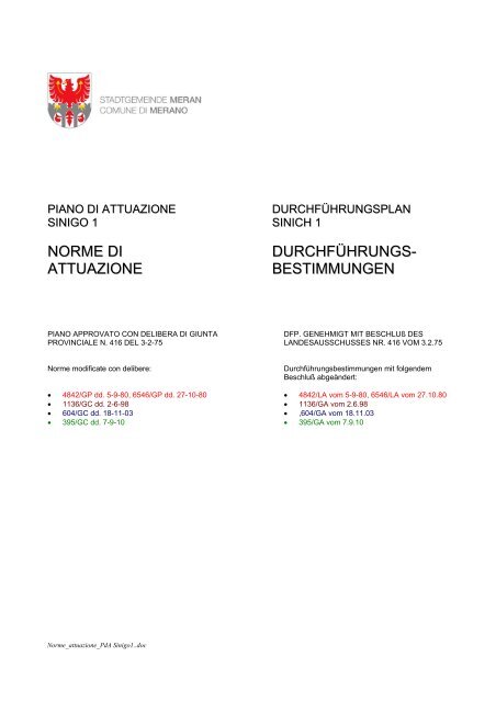 norme di attuazione durchführungs- bestimmungen - gis