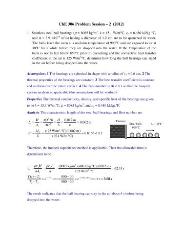 ChE 306 Problem Session – 2 (2012)