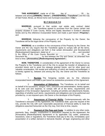 Model Transferee Assumption Agreement - Sonoran Institute