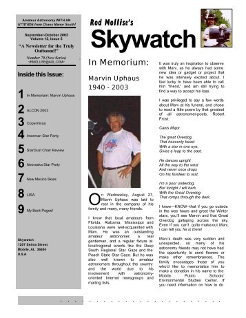 Skywatch - Uncle Rod Mollise's Astro Land!