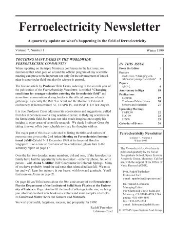 Ferroelectricity Newsletter - Naval Postgraduate School