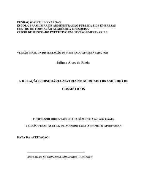 Juliana Alves da Rocha A RELAÇÃO SUBSIDIÁRIA-MATRIZ NO ...