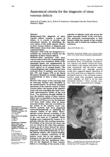 Anatomical criteria for the diagnosis of sinus