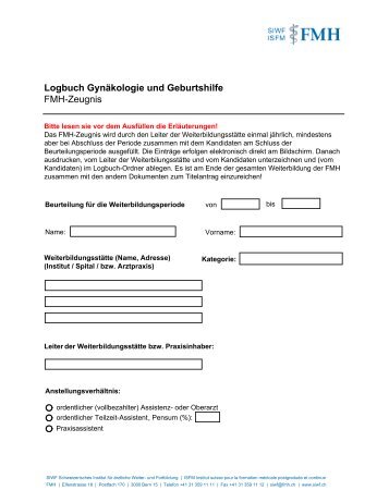 Logbuch Gynäkologie und Geburtshilfe FMH-Zeugnis - SGGG