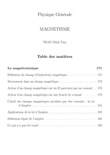 Physique Générale MAGNETISME