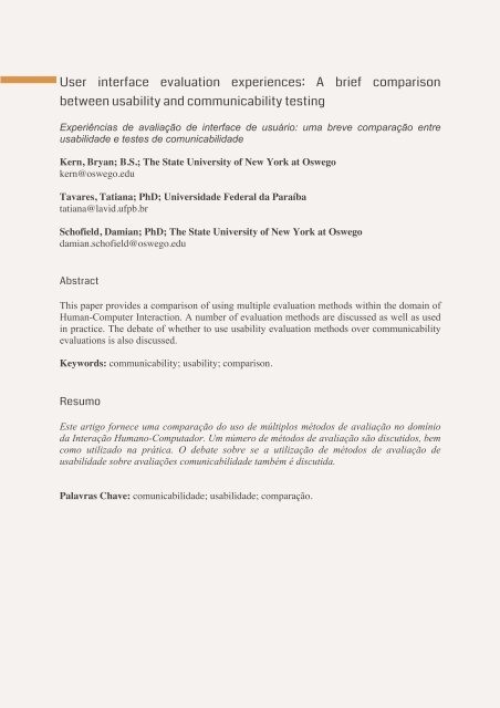 User interface evaluation experiences: A brief comparison between ...