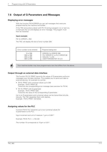 User's Manual TNC 360 (from 259 900-11) - heidenhain