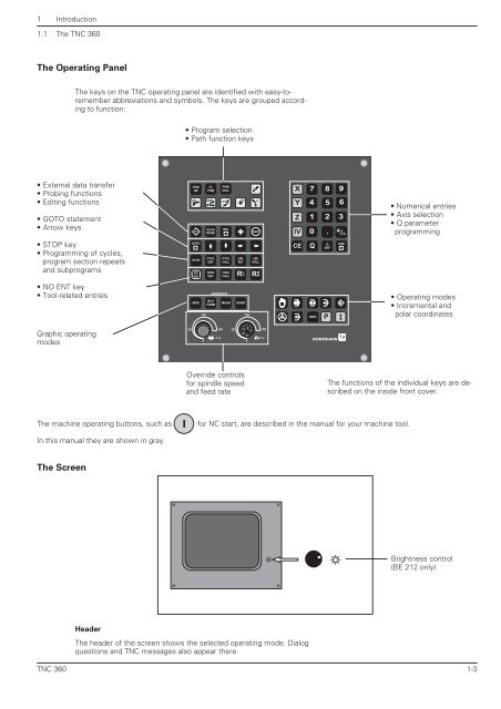 User's Manual TNC 360 (from 259 900-11) - heidenhain