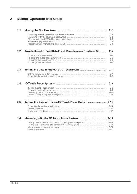 User's Manual TNC 360 (from 259 900-11) - heidenhain