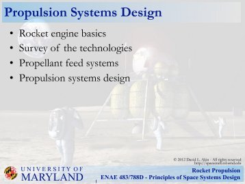 Rocket Propulsion ENAE 483/788D - Principles of Space Systems ...
