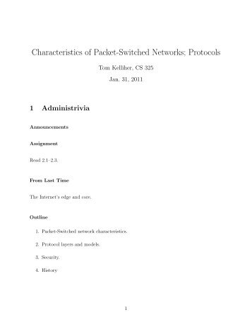 Characteristics of Packet-Switched Networks ... - Phoenix Goucher