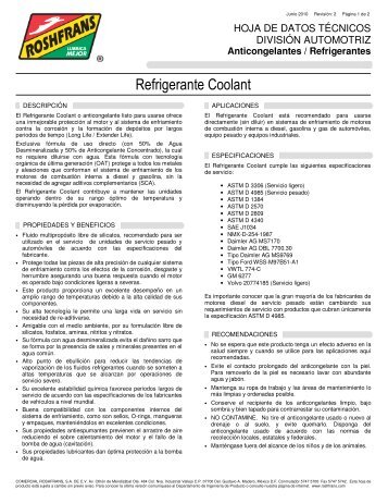 Refrigerante Coolant - Roshfrans