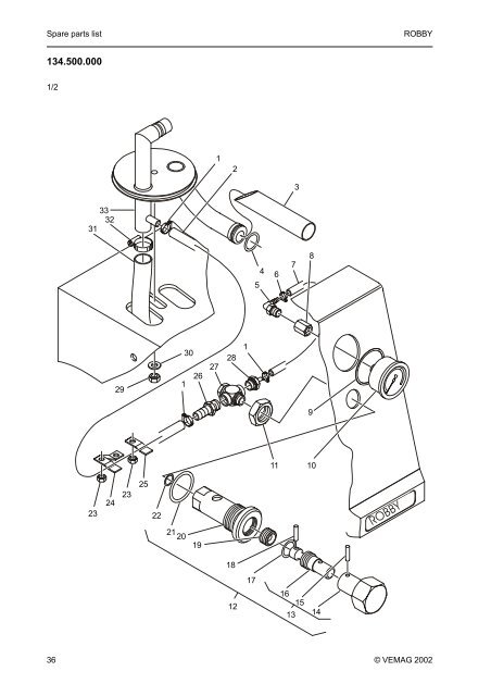 Vacuum filler ROBBY Spare parts catalogue - Berkel Sales & Service