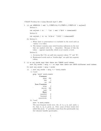 CS224N Problem Set 1 Lukas Biewald April 7 ... - Stanford AI Lab