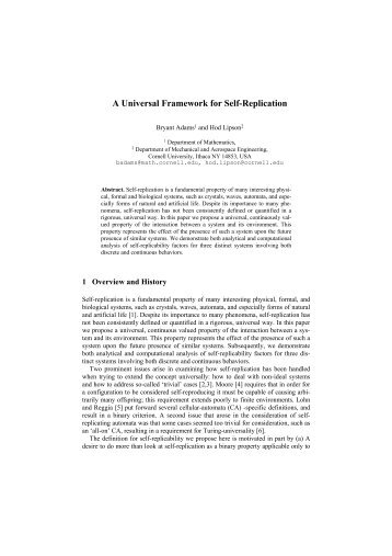 A universal framework for self-replication - Cornell Creative ...