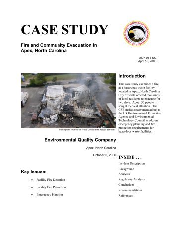 case study - US - - Chemical Safety and Hazard Investigation Board